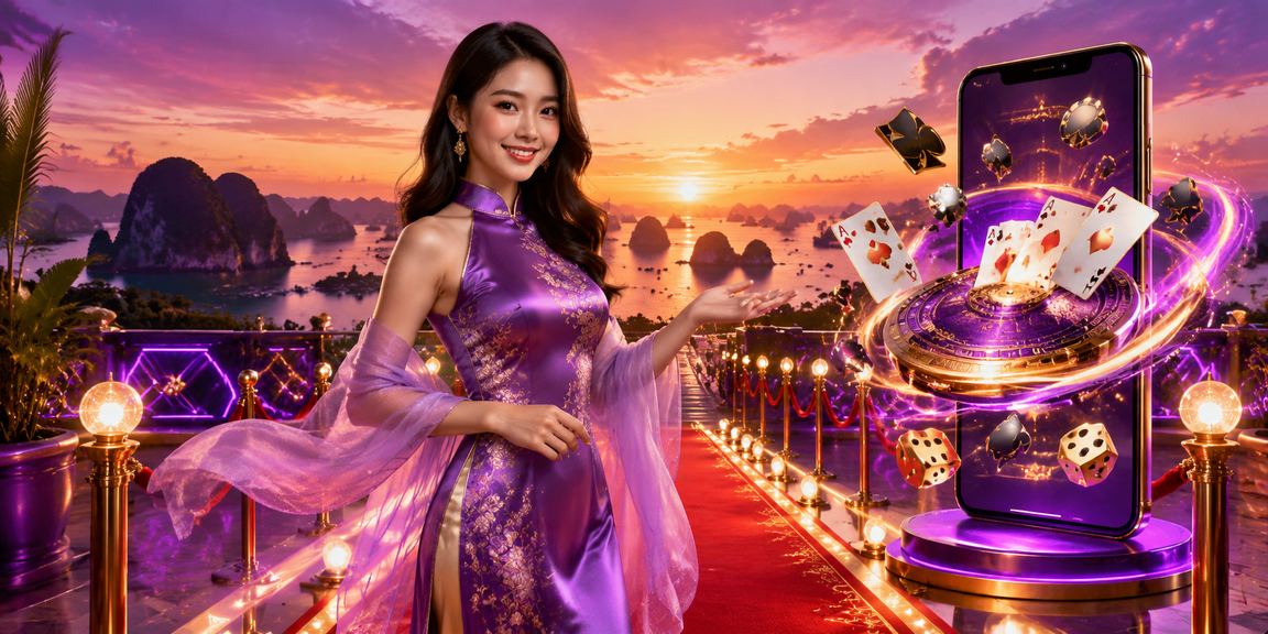Người chơi tại Hạ Long thưởng thức game bài trực tuyến với phong cách áo dài truyền thống